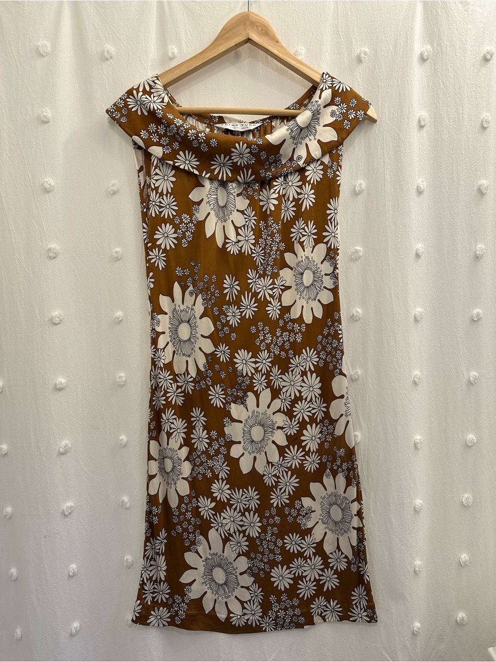 Silk Trina Turk Resort - Brown & Cream Floral Dress